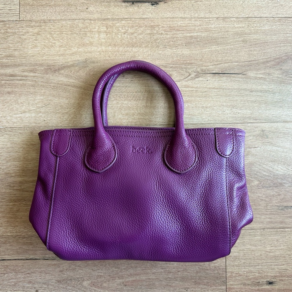 Beck Beckini Crossbody Bag Purse Handbag In Deep Purple Wine Pebbled Leather NWT
